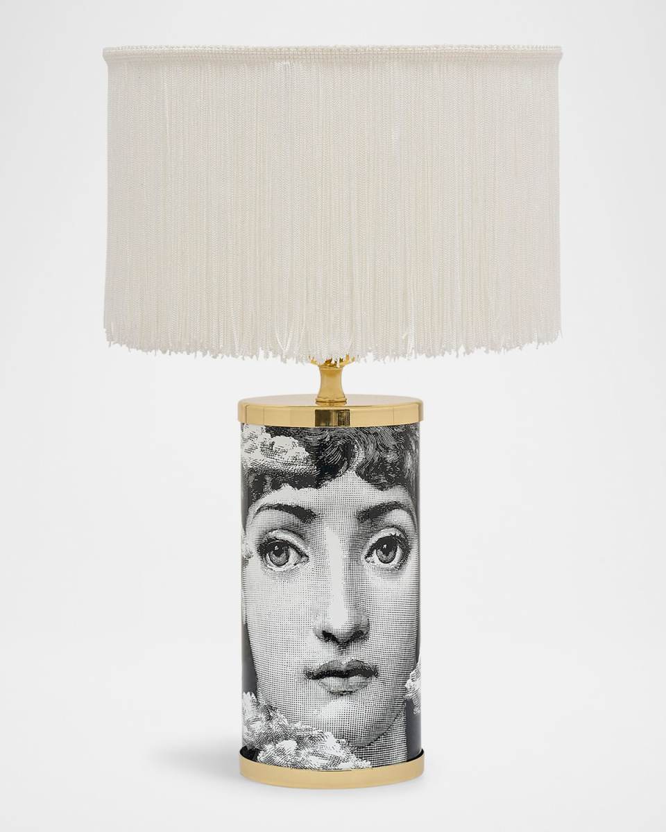 Fringed Cylindrical Lampshade for Small Lamps